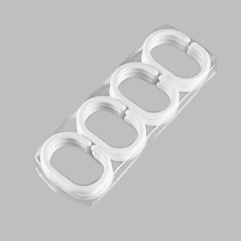 White Plastic C Shape Bathroom Bath Shower Home Decor Curtain Hooks 12 Pack